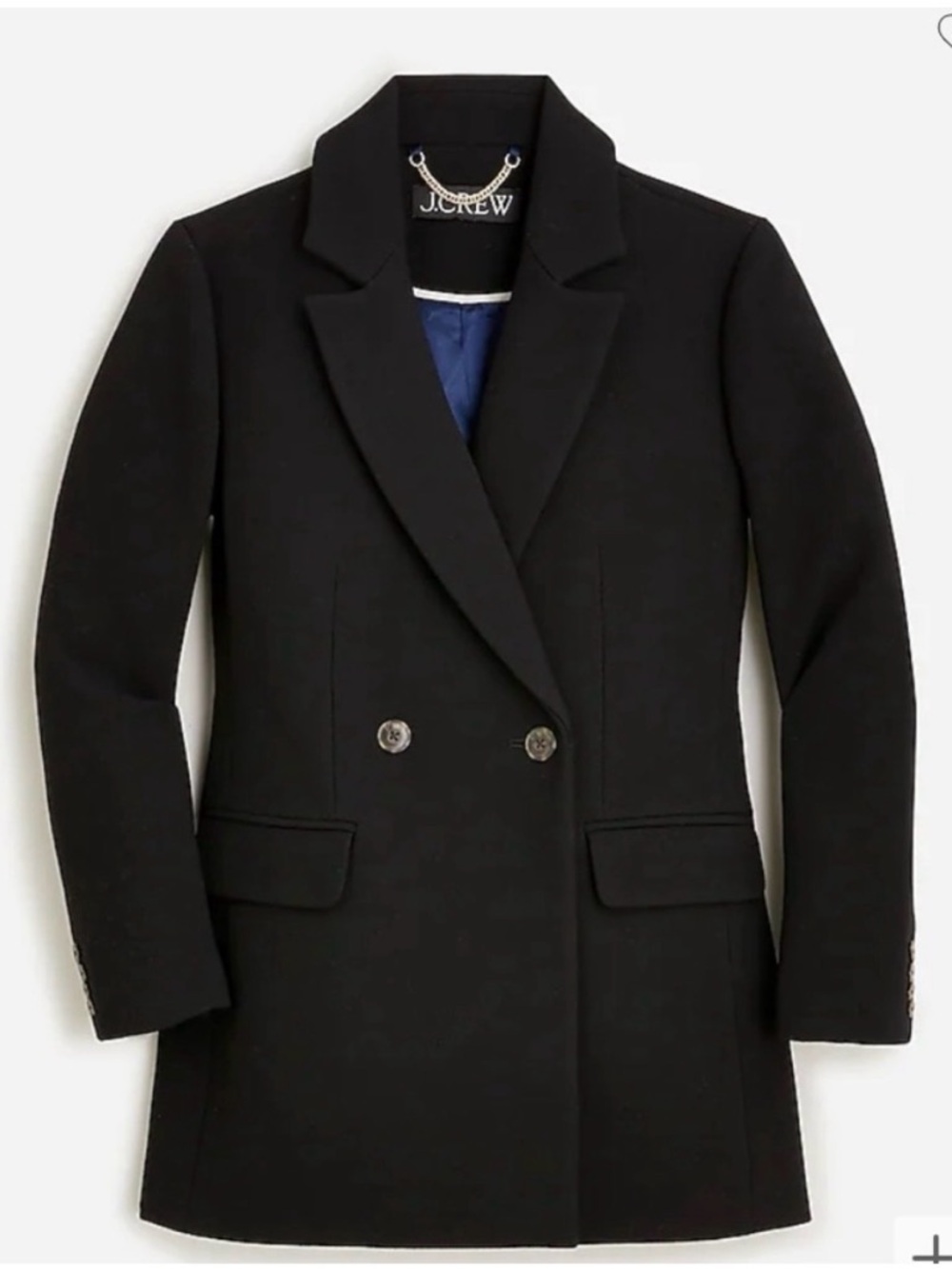 NWT J. Crew Black Double-Breasted Wool Coat